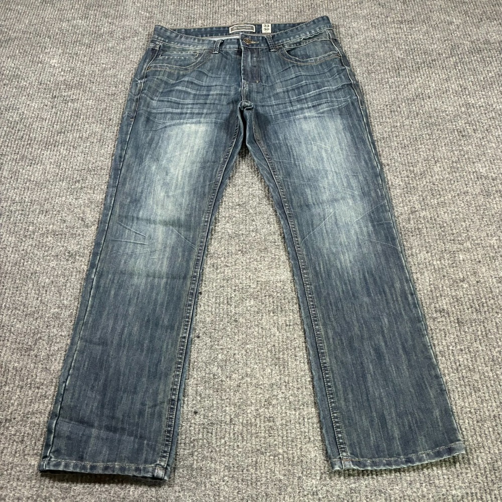 INC International Concept Berlin Slim Straight Jeans Mens 33x30 Blue‎ Low Rise